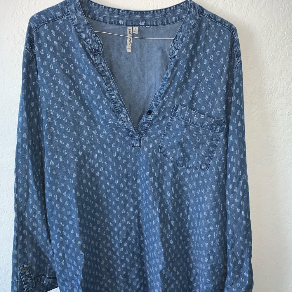 Button up denim blouse